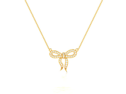 Ribbon Of Love Gold Pendent - 0.28 Ct Round Cut Diamonds