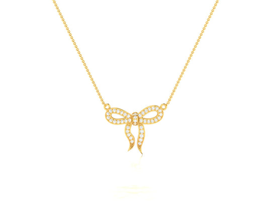 Ribbon Of Love Gold Pendent - 0.28 Ct Round Cut Diamonds