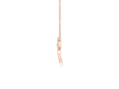 Ribbon Of Love Gold Pendent - 0.28 Ct Round Cut Diamonds
