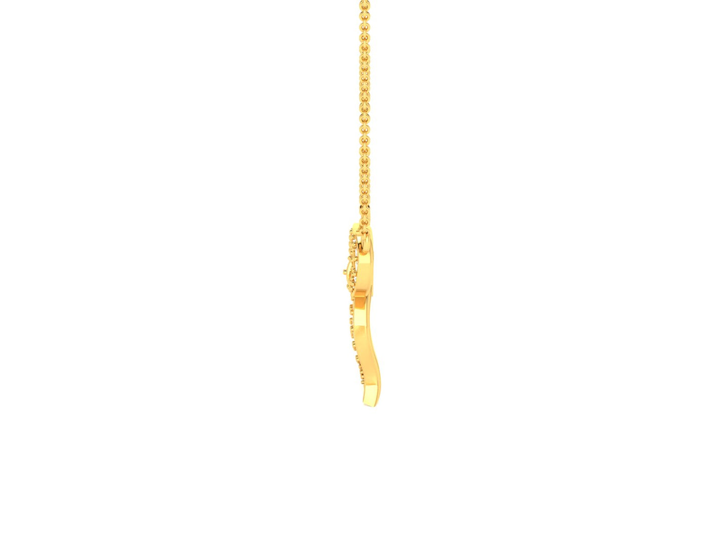 Ribbon Of Love Gold Pendent - 0.28 Ct Round Cut Diamonds