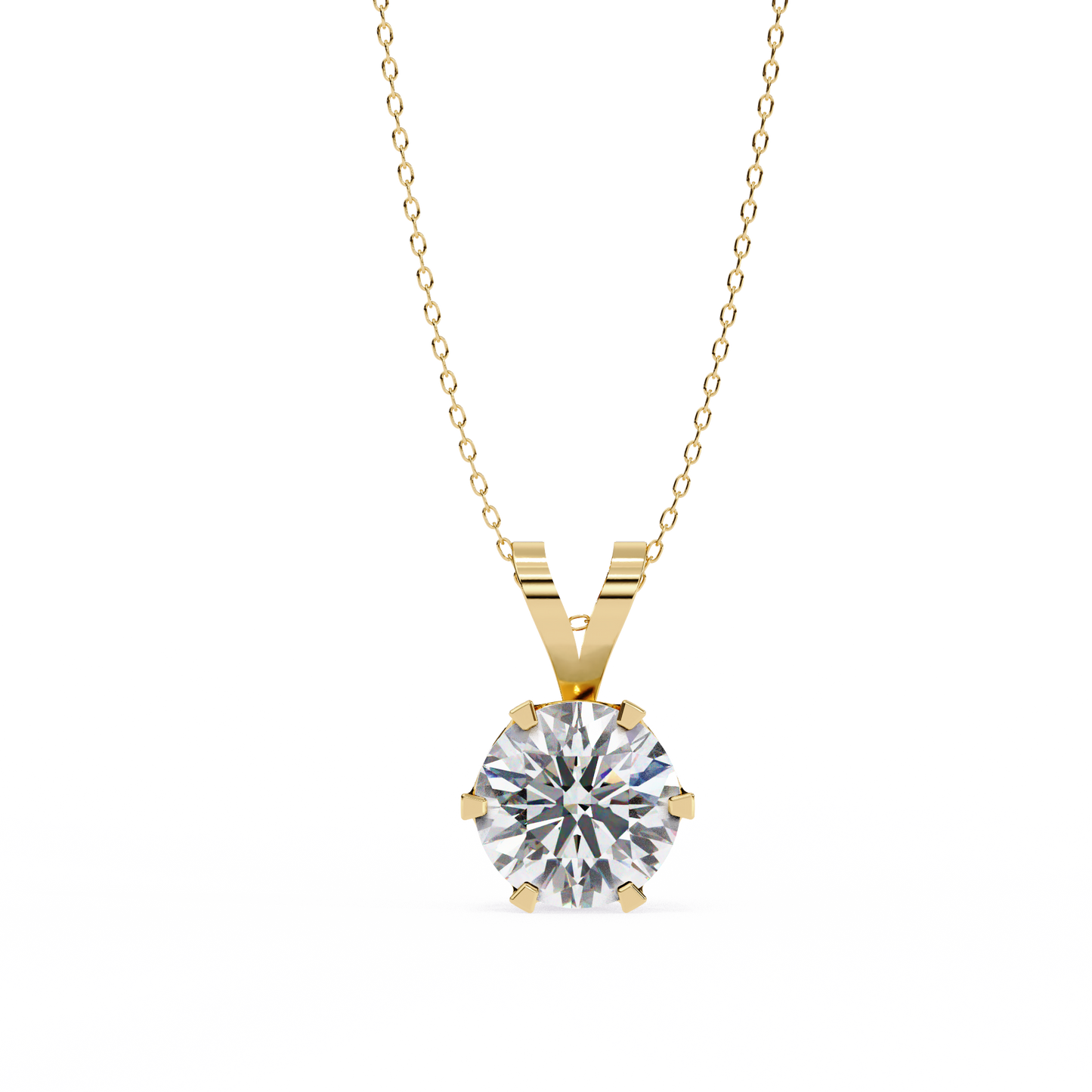 Timeless Radiance – 2.14 Ct Round-Cut Solitaire Diamond Pendant in Yellow Gold