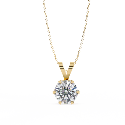 Timeless Radiance – 2.14 Ct Round-Cut Solitaire Diamond Pendant in Yellow Gold