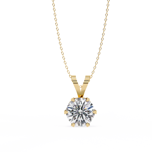 Timeless Radiance – 2.14 Ct Round-Cut Solitaire Diamond Pendant in Yellow Gold