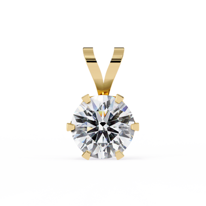 Timeless Radiance – 2.14 Ct Round-Cut Solitaire Diamond Pendant in Yellow Gold