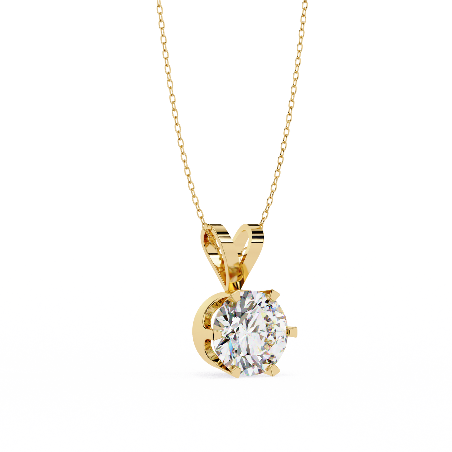 Timeless Radiance – 2.14 Ct Round-Cut Solitaire Diamond Pendant in Yellow Gold