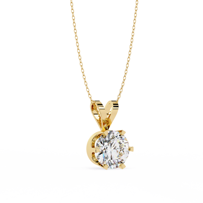 Timeless Radiance – 2.14 Ct Round-Cut Solitaire Diamond Pendant in Yellow Gold