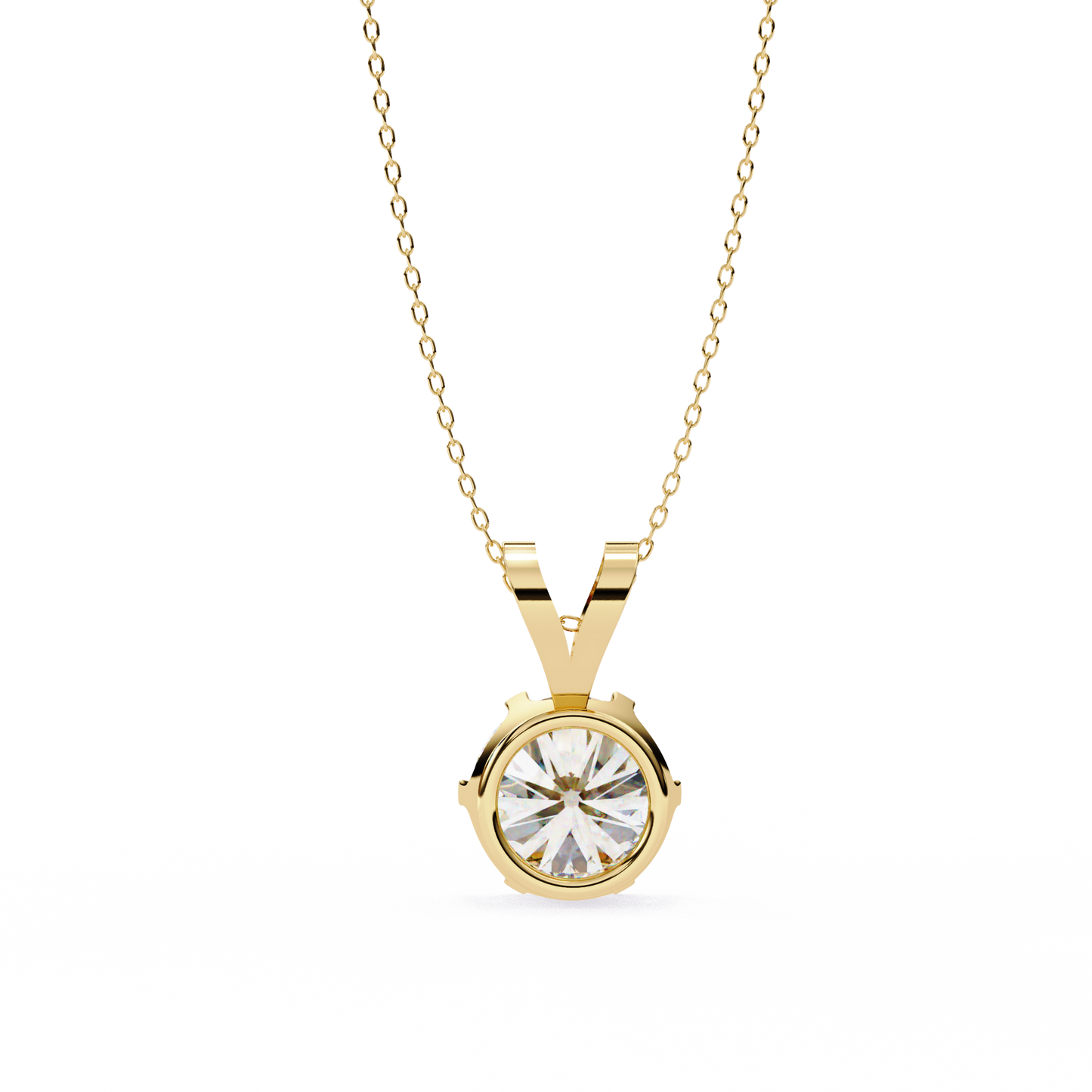 Timeless Radiance – 2.14 Ct Round-Cut Solitaire Diamond Pendant in Yellow Gold