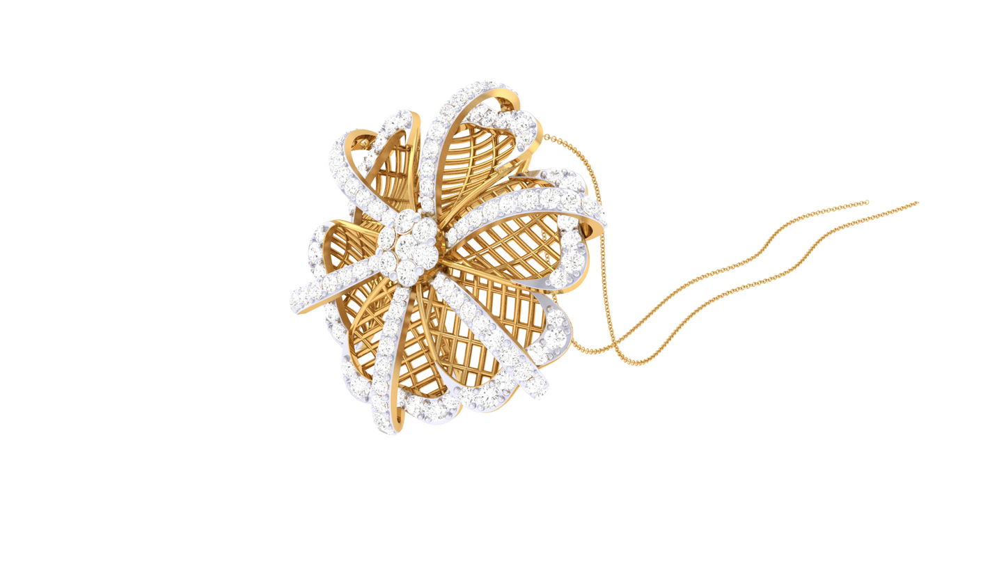 Floral Grace Pendent In Gold - 0.53 Ct Dazzling Diamonds