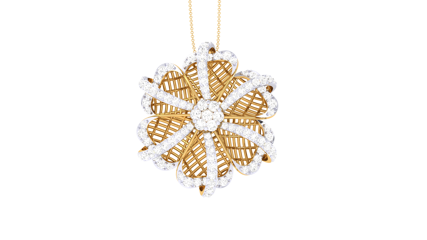 Floral Grace Pendent In Gold - 0.53 Ct Dazzling Diamonds