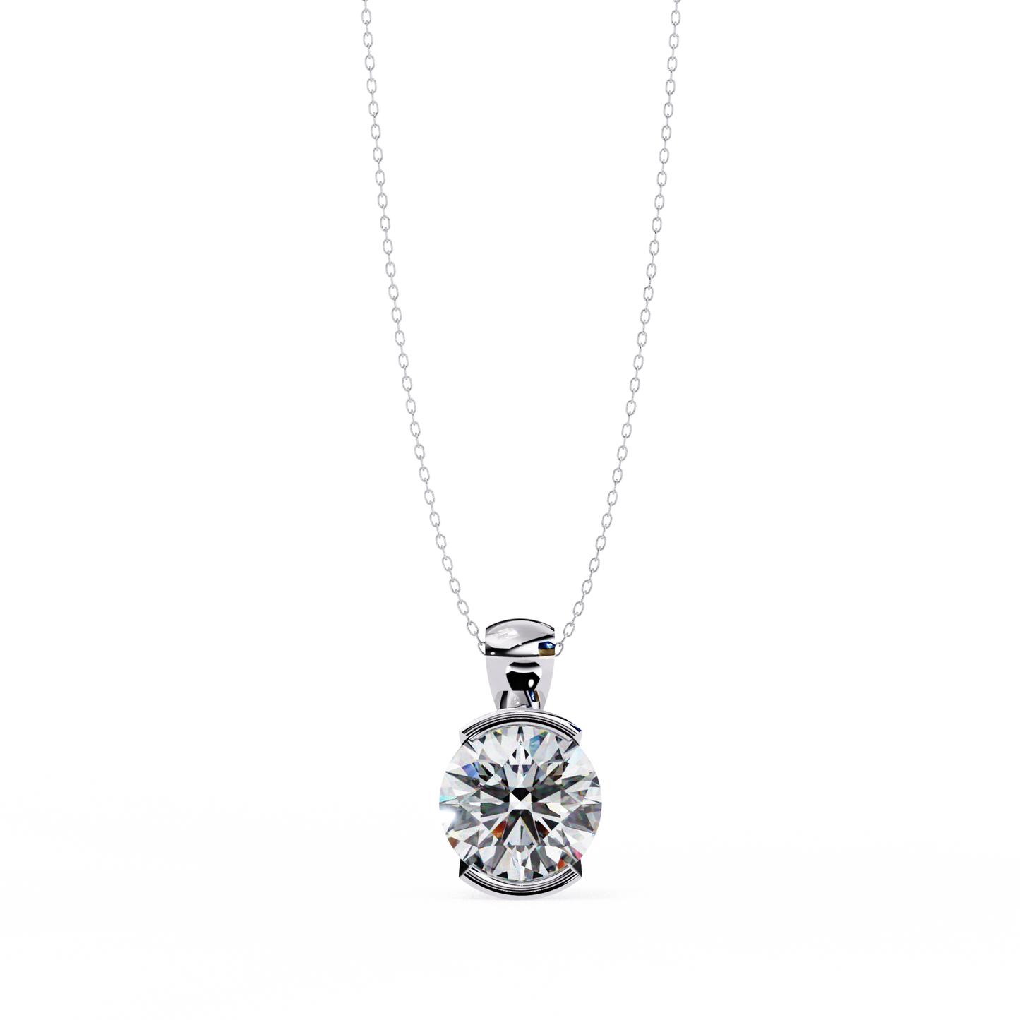 The Zenith Half-Bezel Solitaire Orbit Pendant in Gold- 2.22 Ct Diamonds