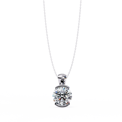The Zenith Half-Bezel Solitaire Orbit Pendant in Gold- 2.22 Ct Diamonds