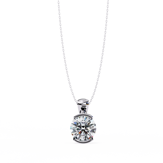 The Zenith Half-Bezel Solitaire Orbit Pendant in Gold- 2.22 Ct Diamonds