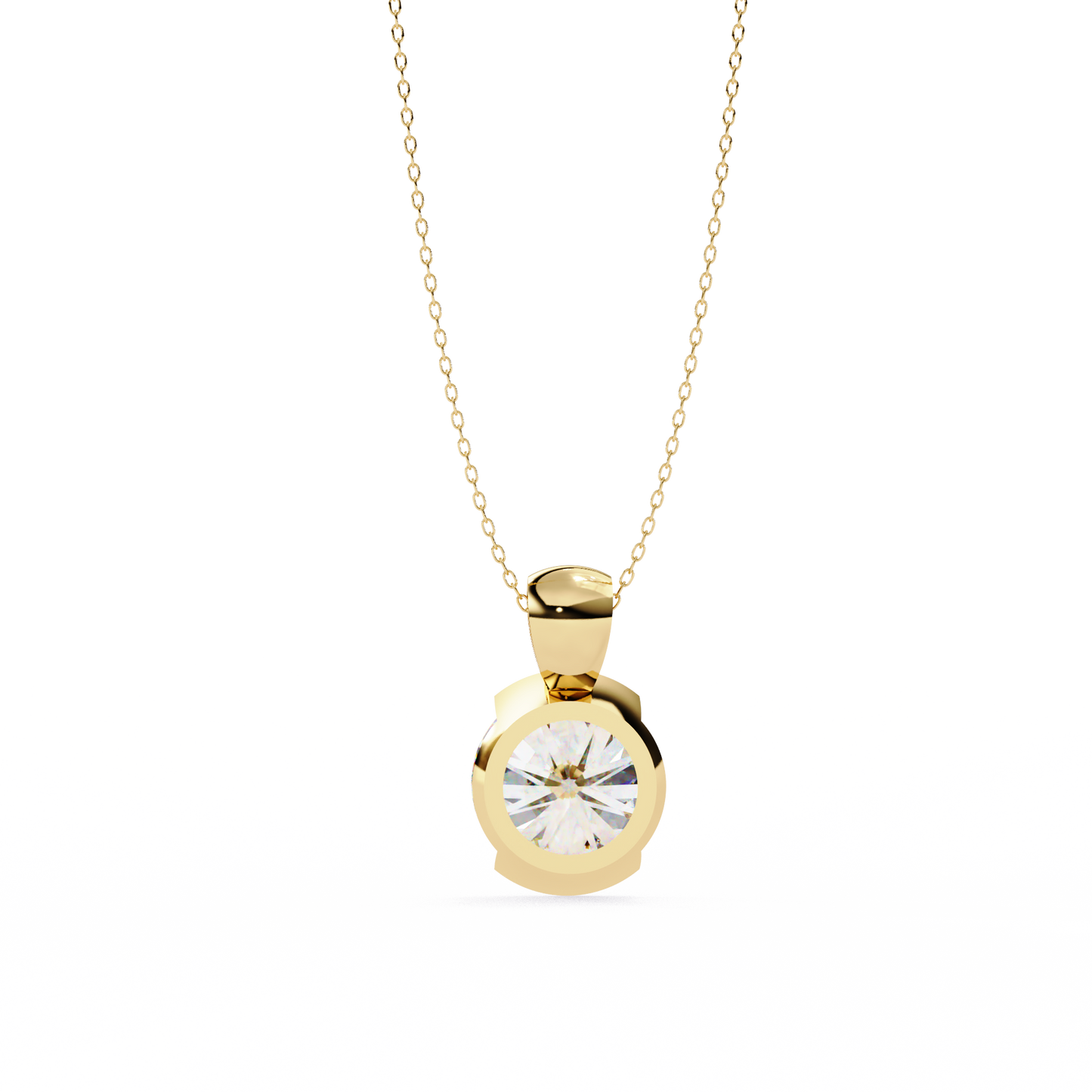 The Zenith Half-Bezel Solitaire Orbit Pendant in Gold- 2.22 Ct Diamonds