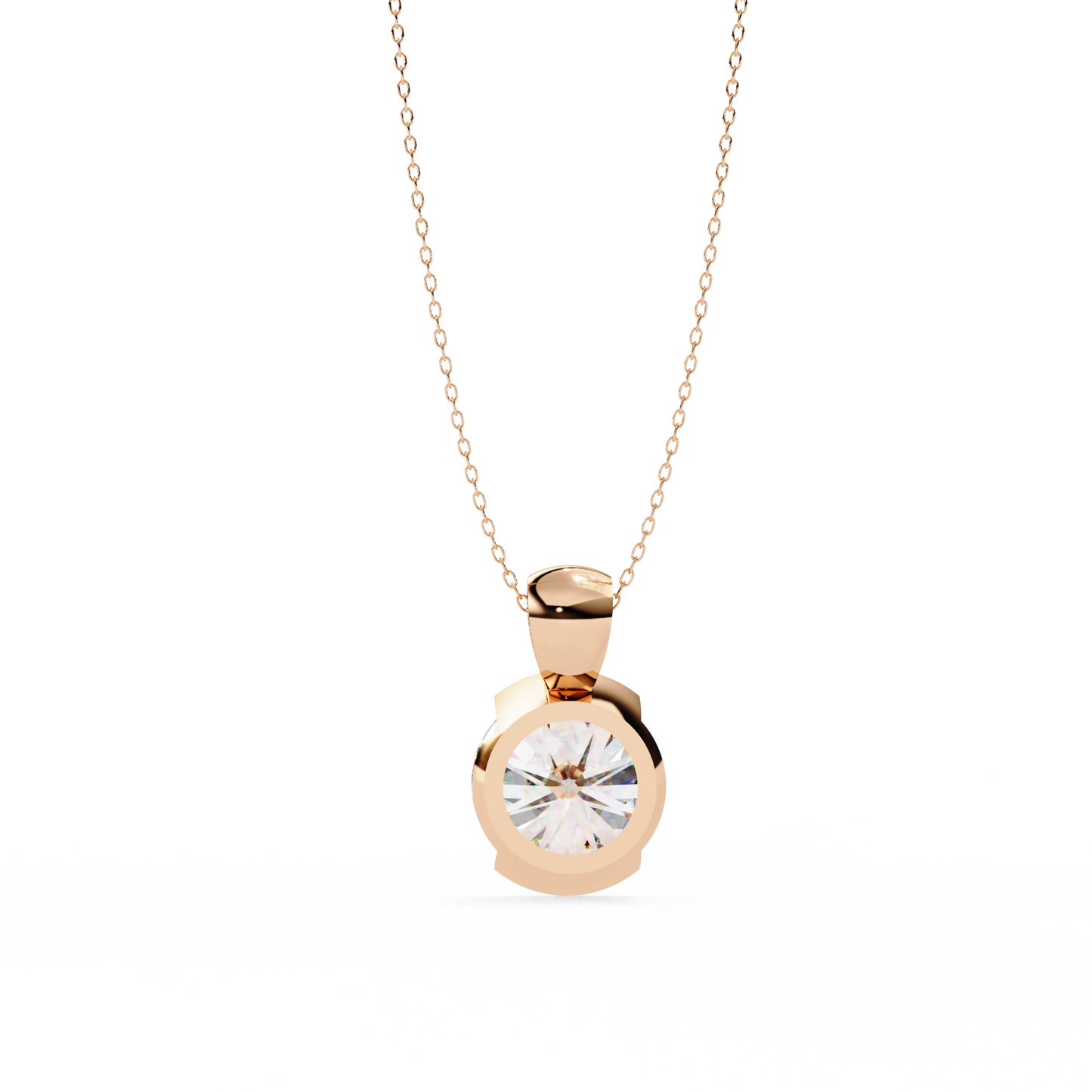 The Zenith Half-Bezel Solitaire Orbit Pendant in Gold- 2.22 Ct Diamonds