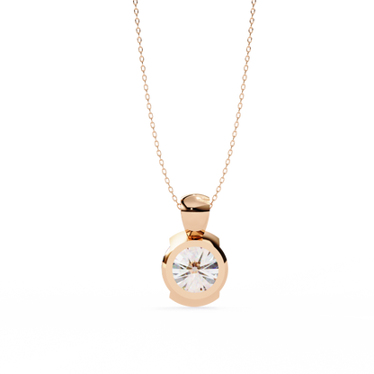 The Zenith Half-Bezel Solitaire Orbit Pendant in Gold- 2.22 Ct Diamonds