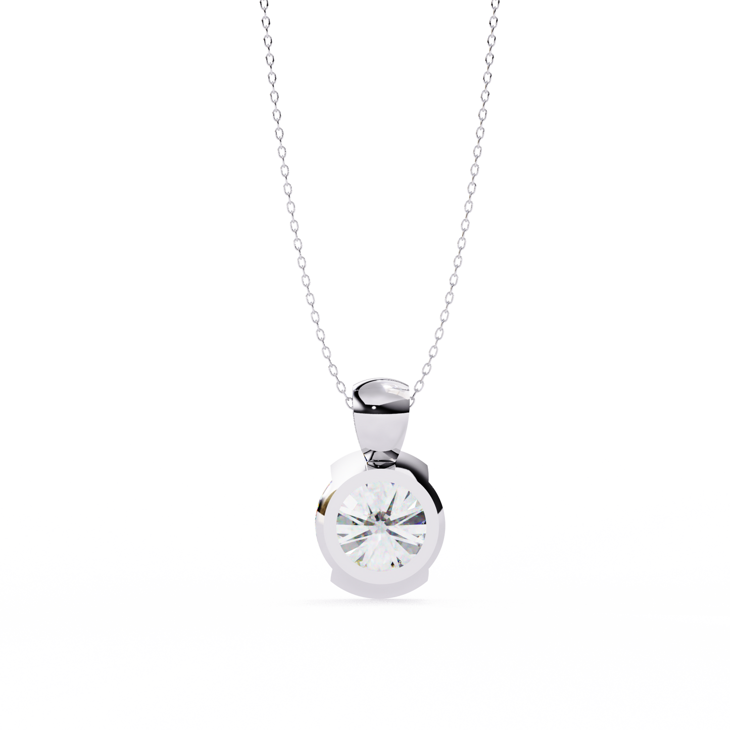 The Zenith Half-Bezel Solitaire Orbit Pendant in Gold- 2.22 Ct Diamonds