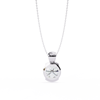 The Zenith Half-Bezel Solitaire Orbit Pendant in Gold- 2.22 Ct Diamonds