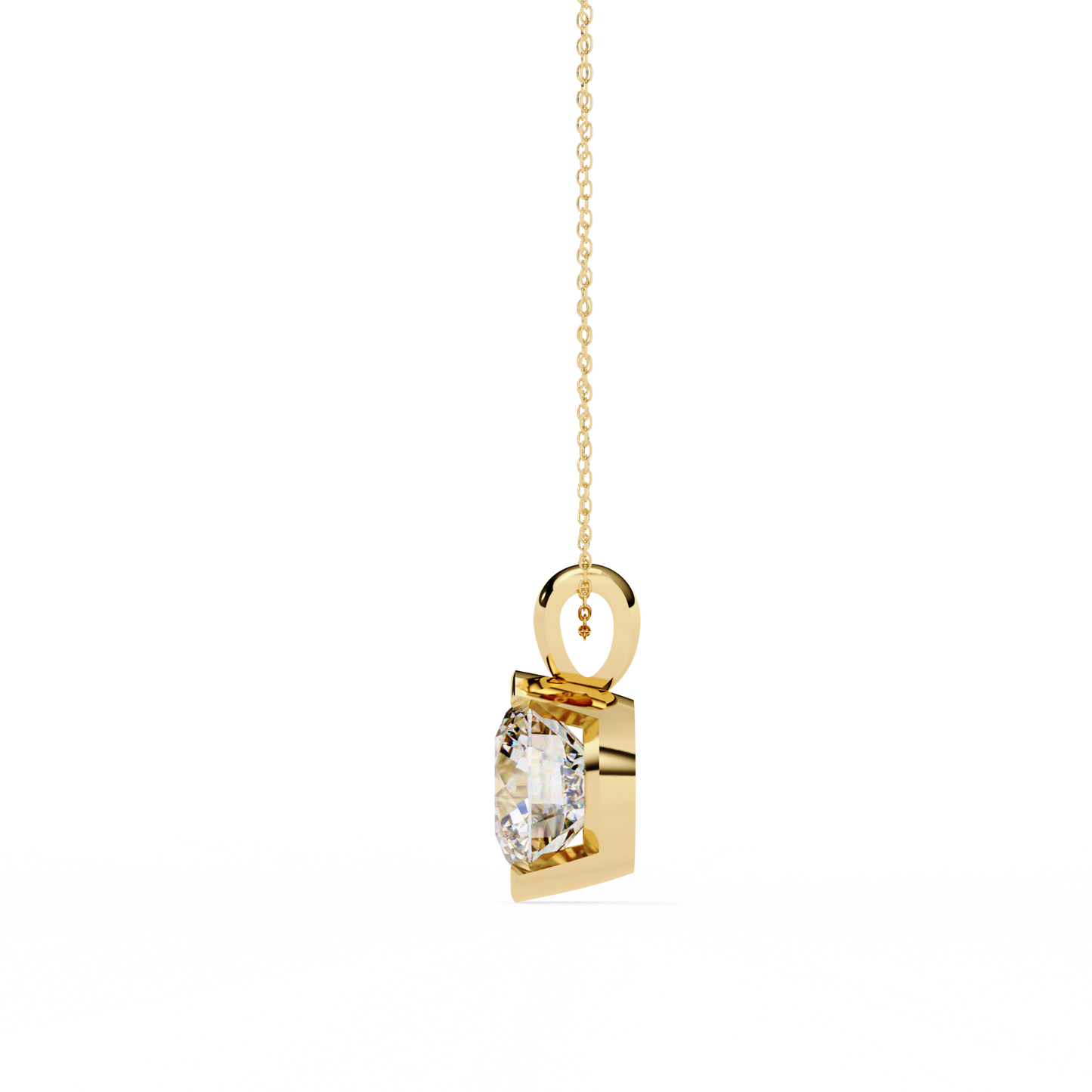 The Zenith Half-Bezel Solitaire Orbit Pendant in Gold- 2.22 Ct Diamonds