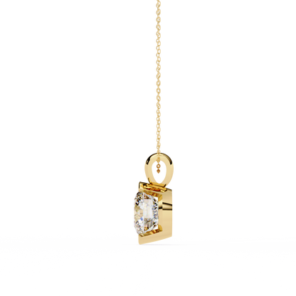The Zenith Half-Bezel Solitaire Orbit Pendant in Gold- 2.22 Ct Diamonds