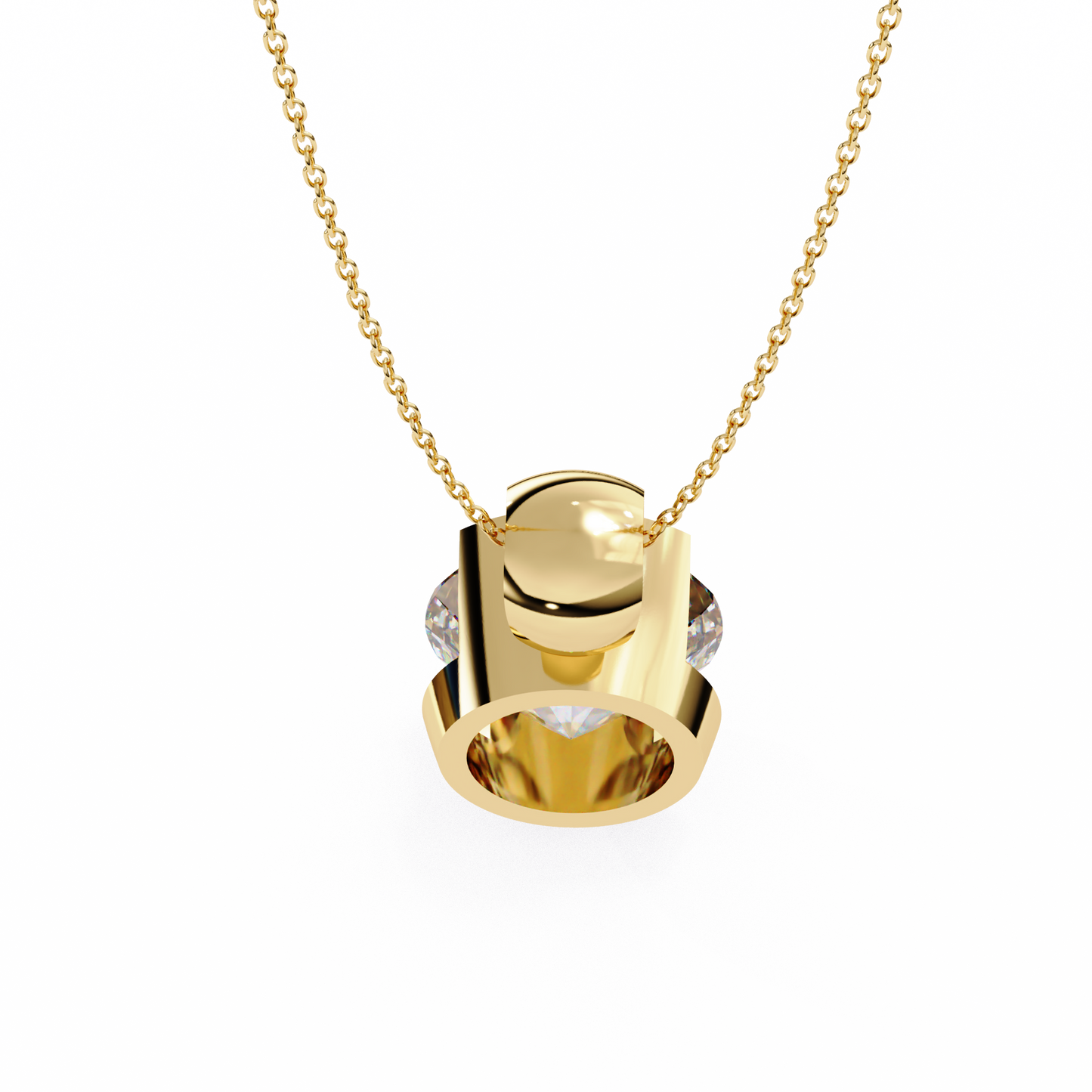 The Zenith Half-Bezel Solitaire Orbit Pendant in Gold- 2.22 Ct Diamonds