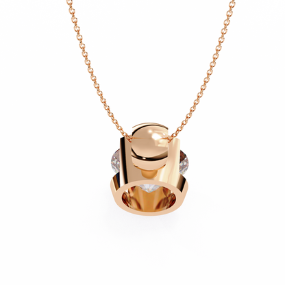 The Zenith Half-Bezel Solitaire Orbit Pendant in Gold- 2.22 Ct Diamonds