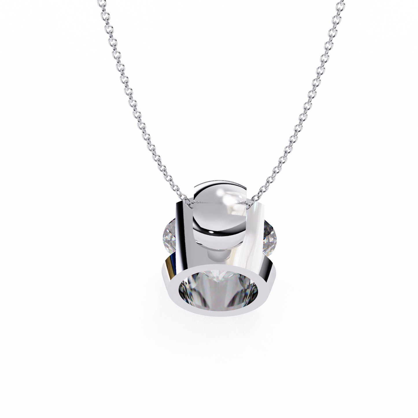 The Zenith Half-Bezel Solitaire Orbit Pendant in Gold- 2.22 Ct Diamonds