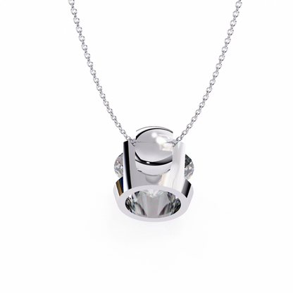 The Zenith Half-Bezel Solitaire Orbit Pendant in Gold- 2.22 Ct Diamonds