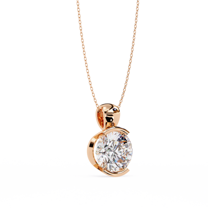 The Zenith Half-Bezel Solitaire Orbit Pendant in Gold- 2.22 Ct Diamonds
