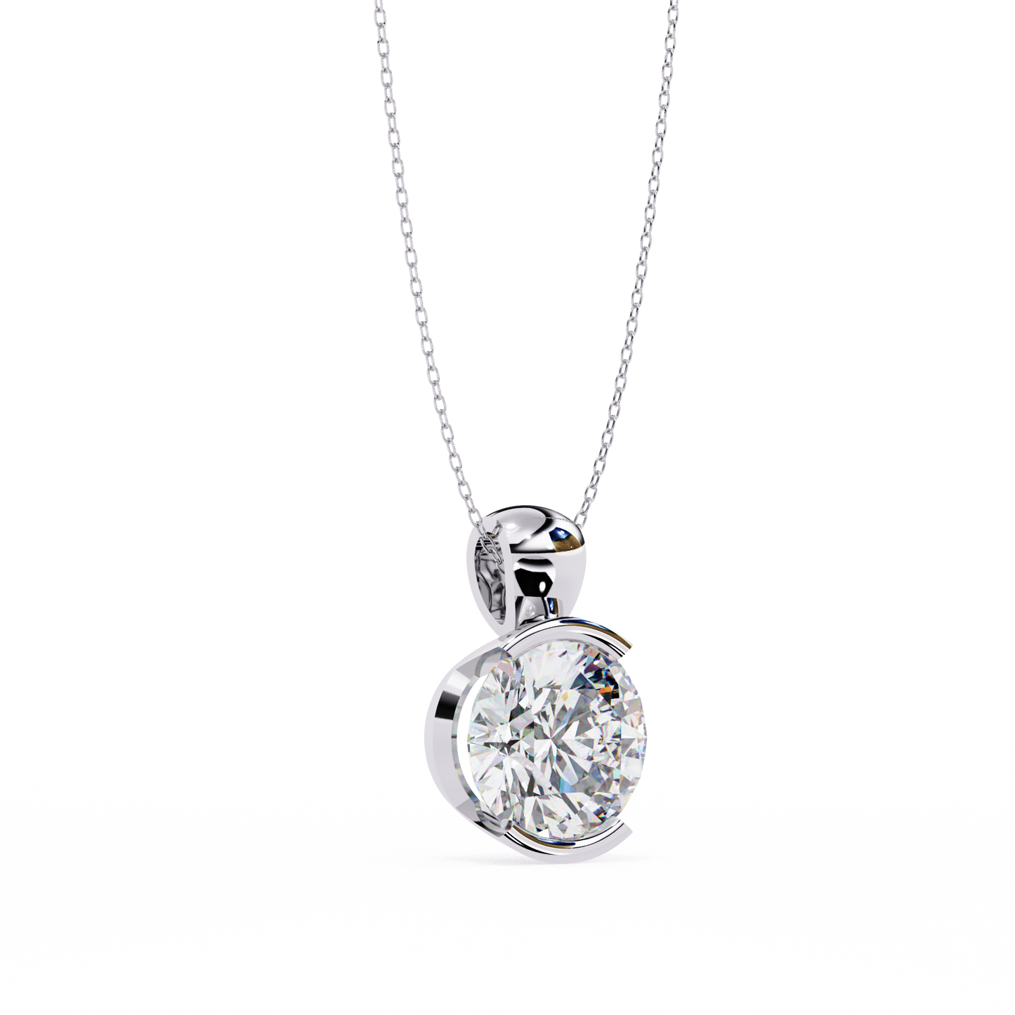 The Zenith Half-Bezel Solitaire Orbit Pendant in Gold- 2.22 Ct Diamonds