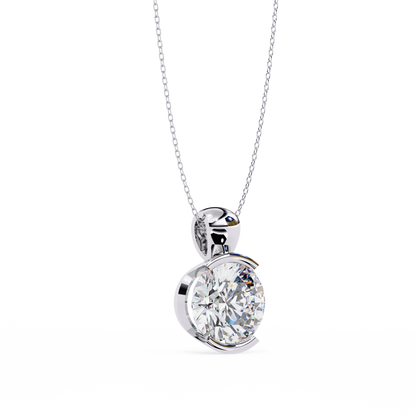 The Zenith Half-Bezel Solitaire Orbit Pendant in Gold- 2.22 Ct Diamonds