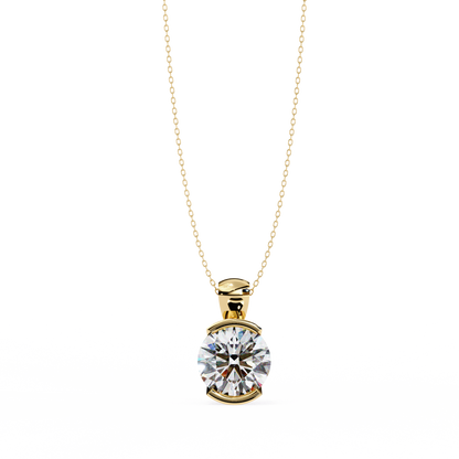 The Zenith Half-Bezel Solitaire Orbit Pendant in Gold- 2.22 Ct Diamonds