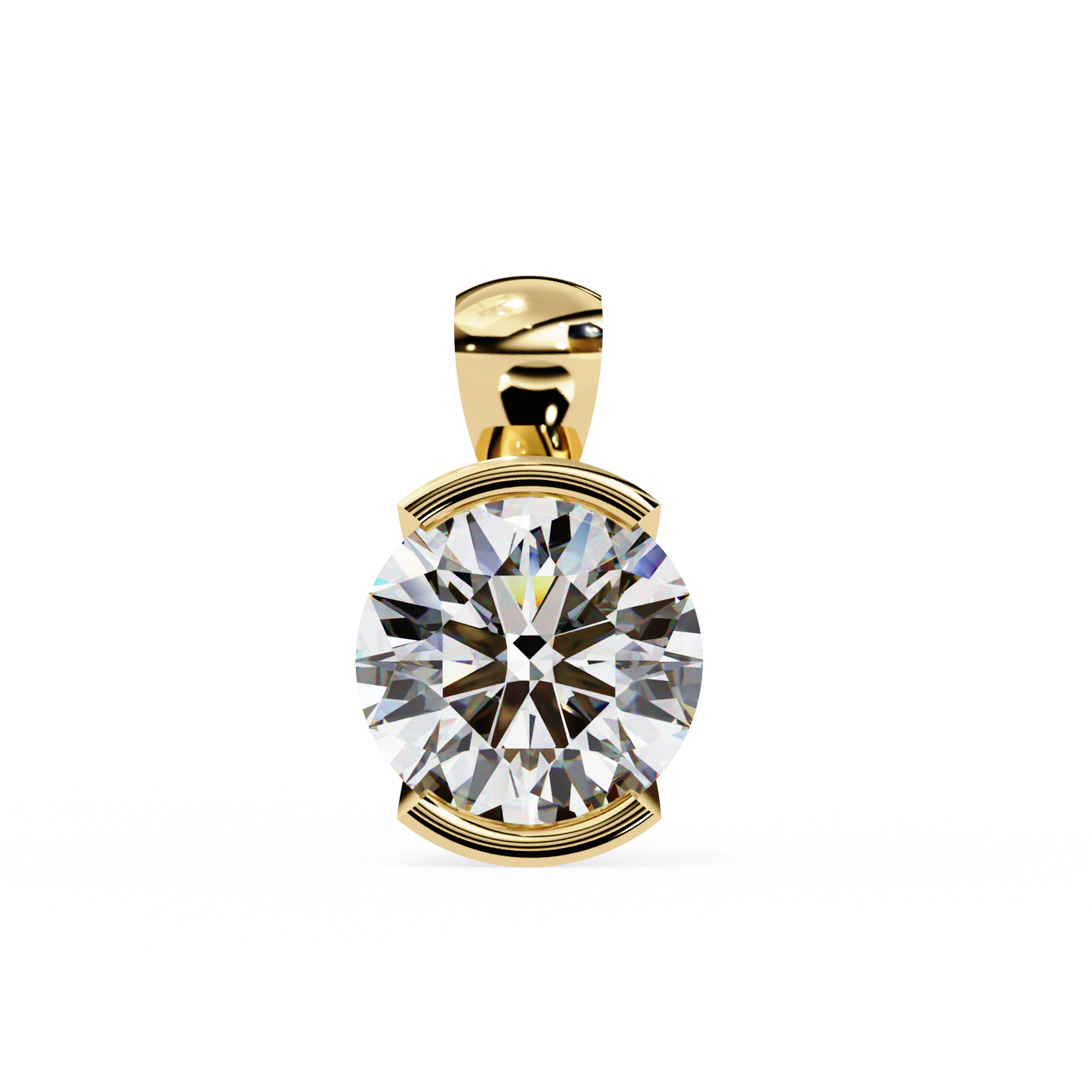 The Zenith Half-Bezel Solitaire Orbit Pendant in Gold- 2.22 Ct Diamonds
