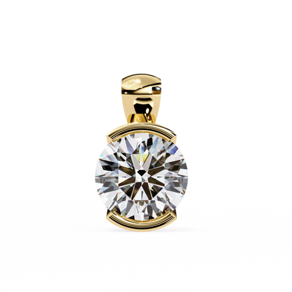 The Zenith Half-Bezel Solitaire Orbit Pendant in Gold- 2.22 Ct Diamonds