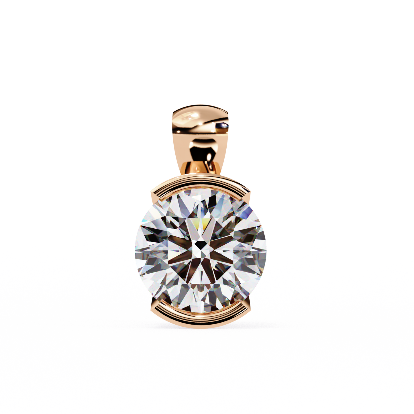 The Zenith Half-Bezel Solitaire Orbit Pendant in Gold- 2.22 Ct Diamonds