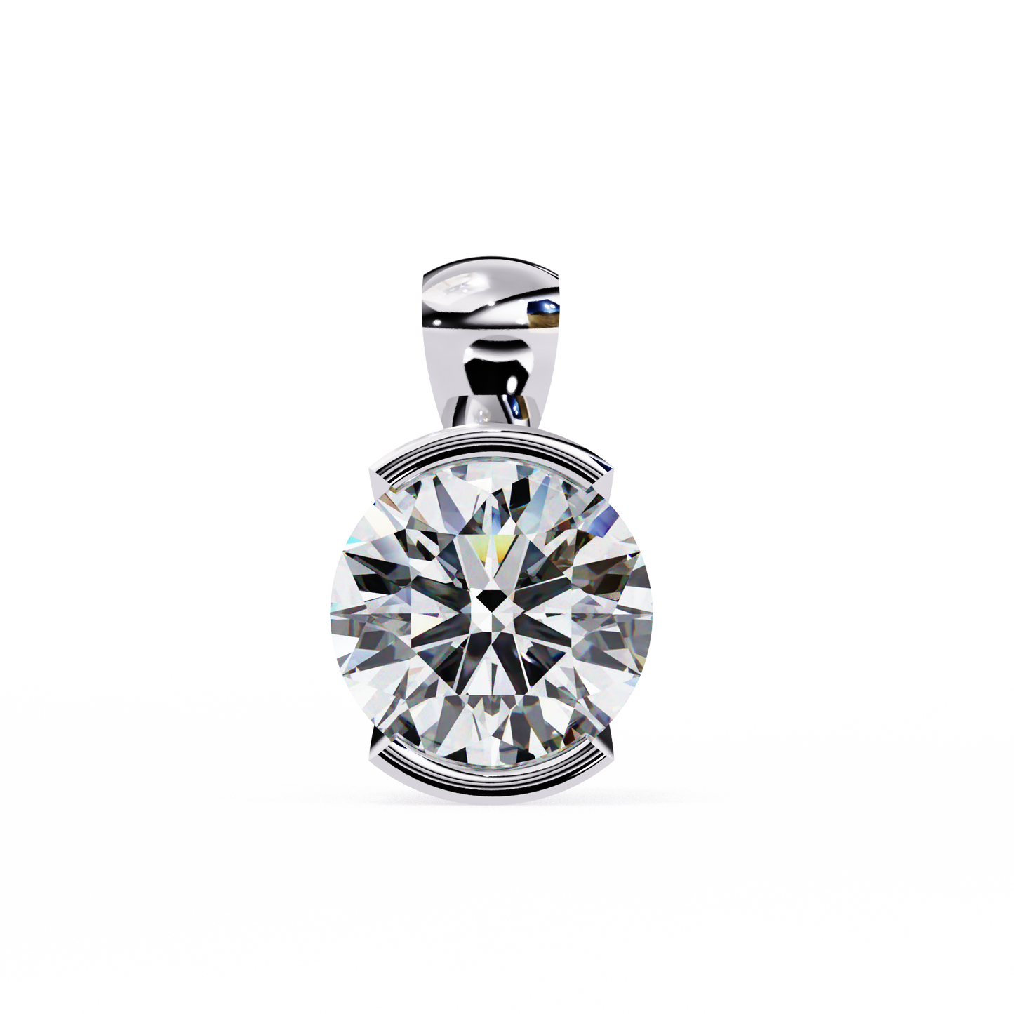 The Zenith Half-Bezel Solitaire Orbit Pendant in Gold- 2.22 Ct Diamonds