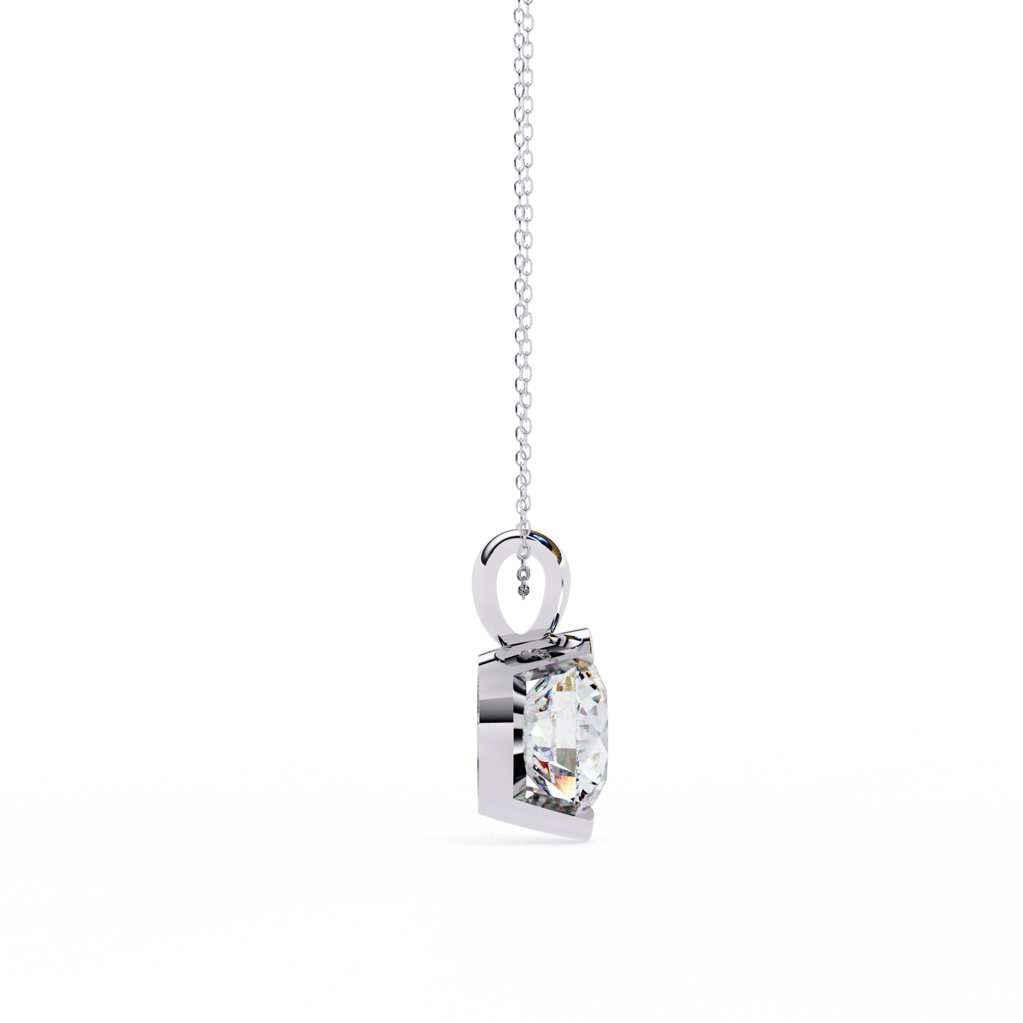 The Zenith Half-Bezel Solitaire Orbit Pendant in Gold- 2.22 Ct Diamonds