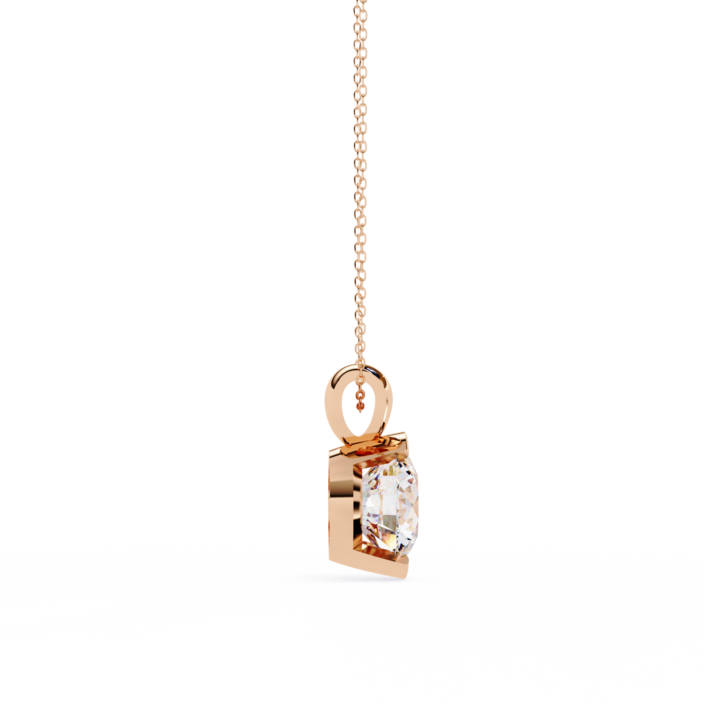 The Zenith Half-Bezel Solitaire Orbit Pendant in Gold- 2.22 Ct Diamonds