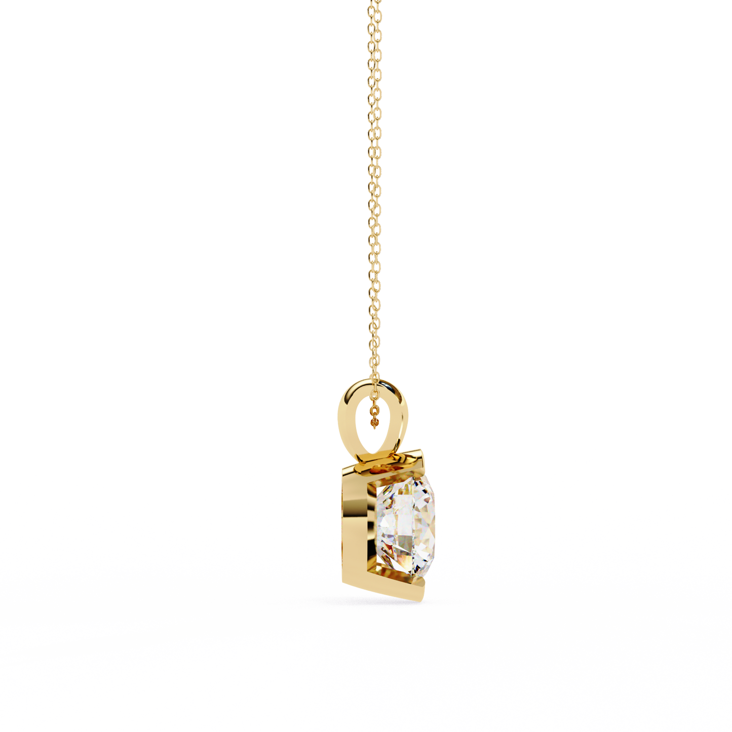 The Zenith Half-Bezel Solitaire Orbit Pendant in Gold- 2.22 Ct Diamonds