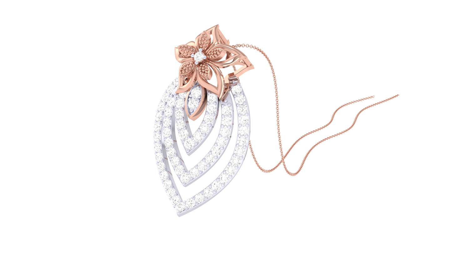 Stunning Floral Charm Pendent In Gold - 0.51 Ct Brilliant Cut Diamonds