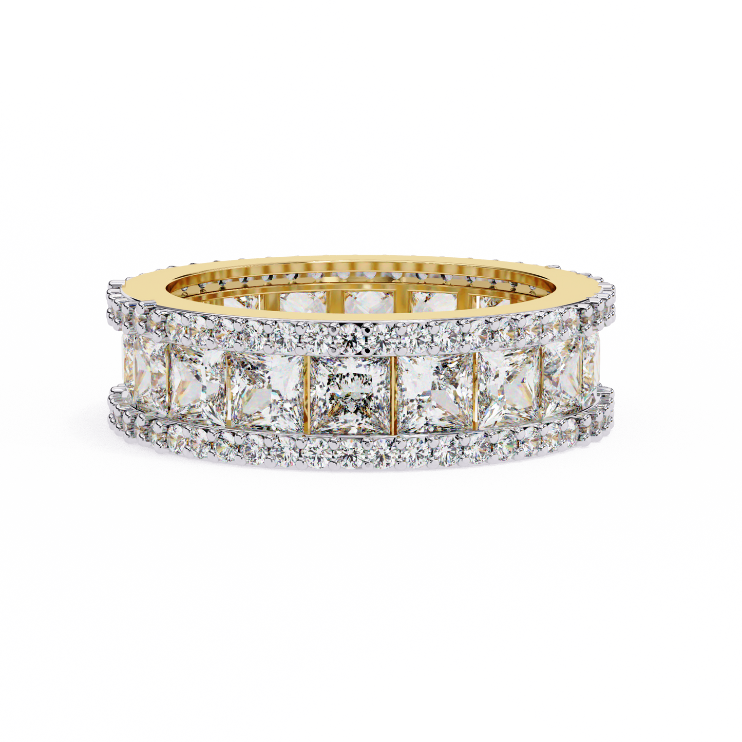 The Empress Eternal Band in Yellow Gold- 3.54 Ct Princess and Round-cut Diamonds