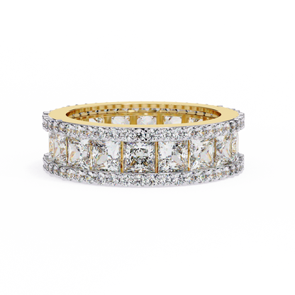 The Empress Eternal Band in Yellow Gold- 3.54 Ct Princess and Round-cut Diamonds