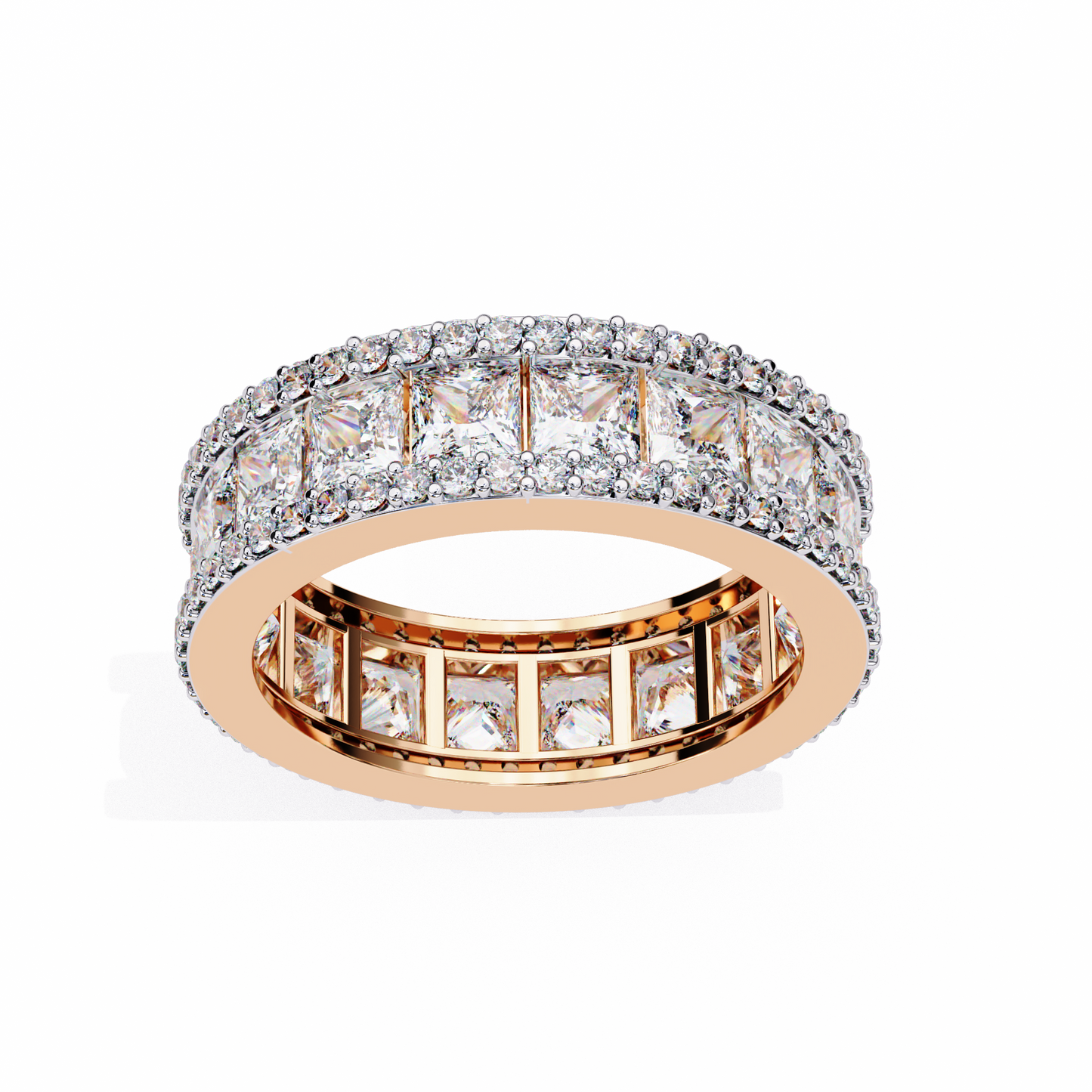 The Empress Eternal Band in Yellow Gold- 3.54 Ct Princess and Round-cut Diamonds