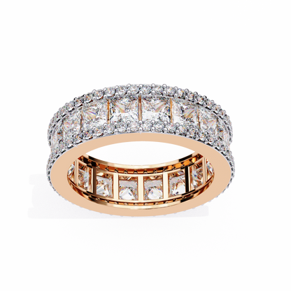The Empress Eternal Band in Yellow Gold- 3.54 Ct Princess and Round-cut Diamonds