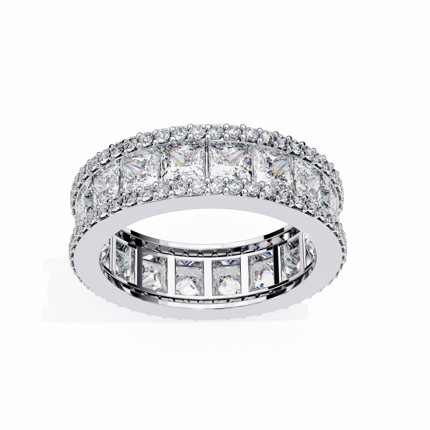 The Empress Eternal Band in Yellow Gold- 3.54 Ct Princess and Round-cut Diamonds