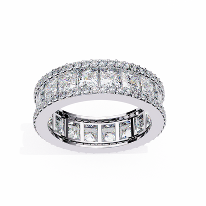 The Empress Eternal Band in Yellow Gold- 3.54 Ct Princess and Round-cut Diamonds
