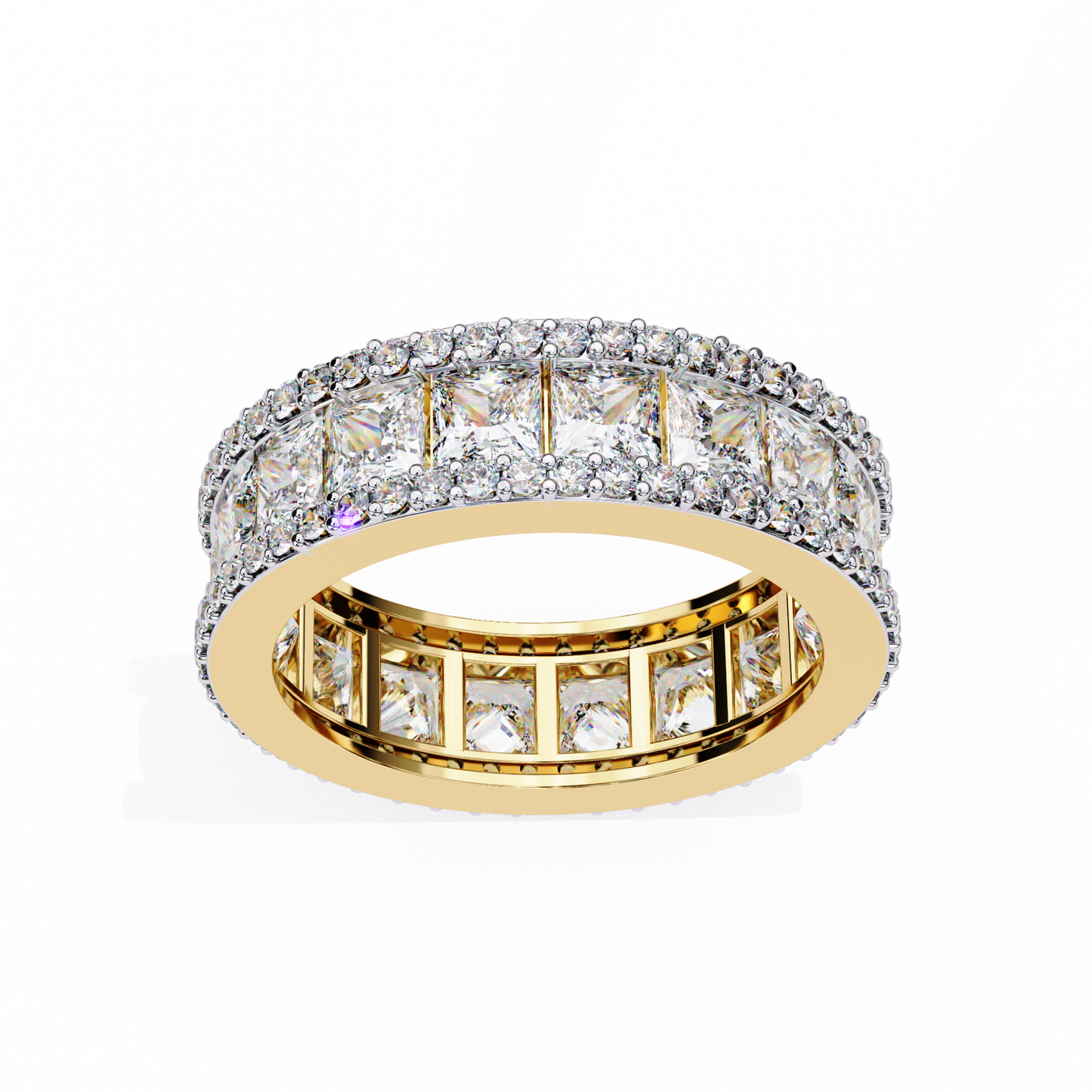 The Empress Eternal Band in Yellow Gold- 3.54 Ct Princess and Round-cut Diamonds
