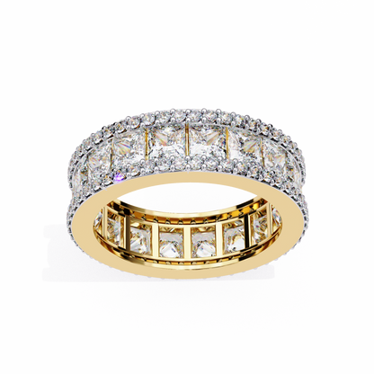 The Empress Eternal Band in Yellow Gold- 3.54 Ct Princess and Round-cut Diamonds