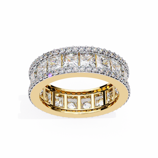 The Empress Eternal Band in Yellow Gold- 3.54 Ct Princess and Round-cut Diamonds