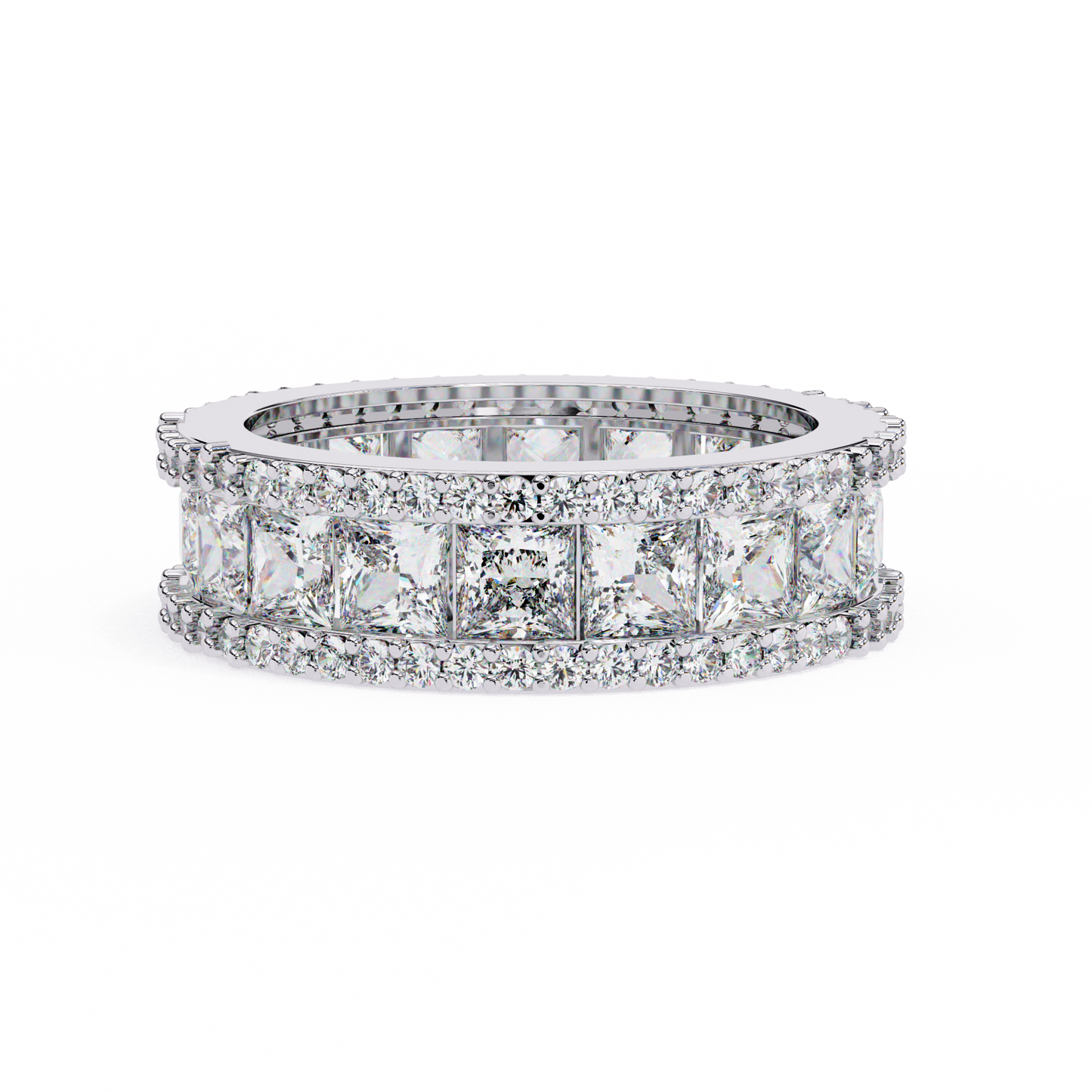 The Empress Eternal Band in Yellow Gold- 3.54 Ct Princess and Round-cut Diamonds