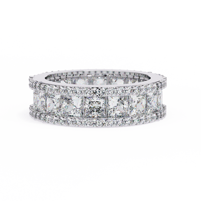 The Empress Eternal Band in Yellow Gold- 3.54 Ct Princess and Round-cut Diamonds